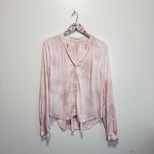 CLOTH &  STONE Pink Tie Dye Button Front Blouse Top S Small